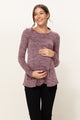 Mauve Sweater Knit Tulip Hem Maternity/Nursing Top