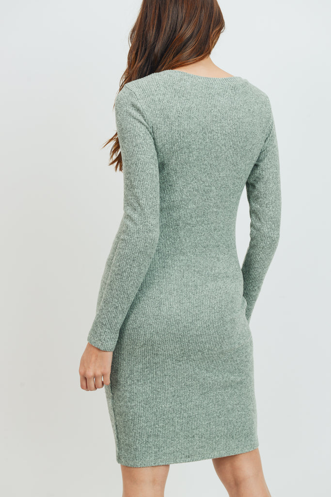 Mint Long Sleeve Rib Knit Maternity Dress