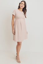 Blush Short Sleeve Stripe w/Side Pocket Maternity Dress