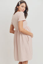 Blush Short Sleeve Stripe w/Side Pocket Maternity Dress