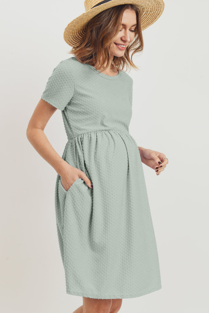 Sage Babydoll Maternity Pocket Dress