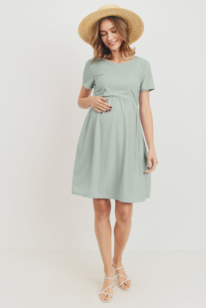 Sage Babydoll Maternity Pocket Dress