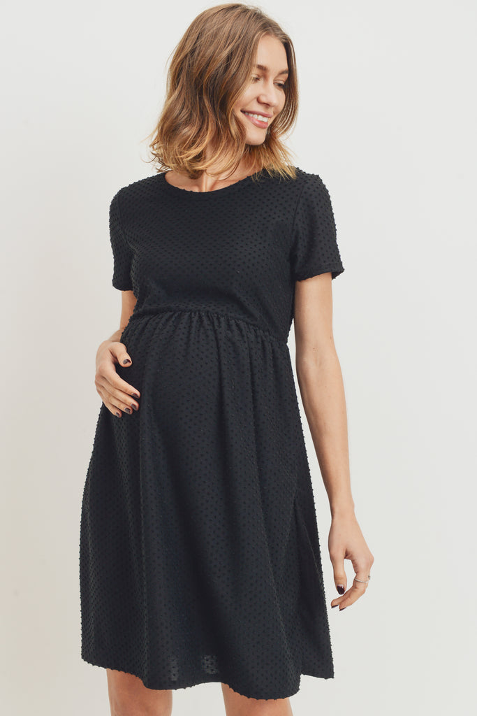 Black Babydoll Maternity Pocket Dress