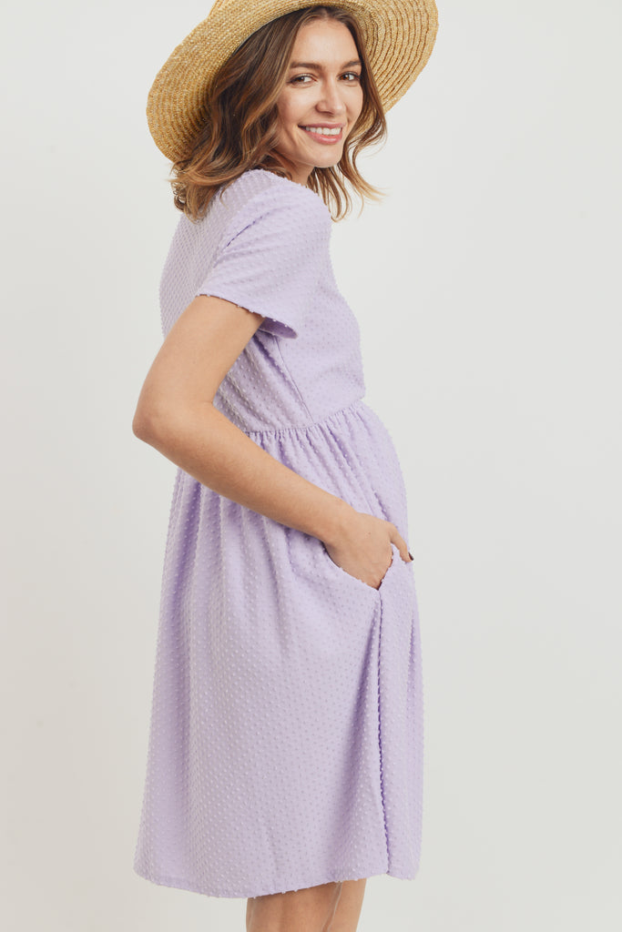 Lavender Babydoll Maternity Pocket Dress