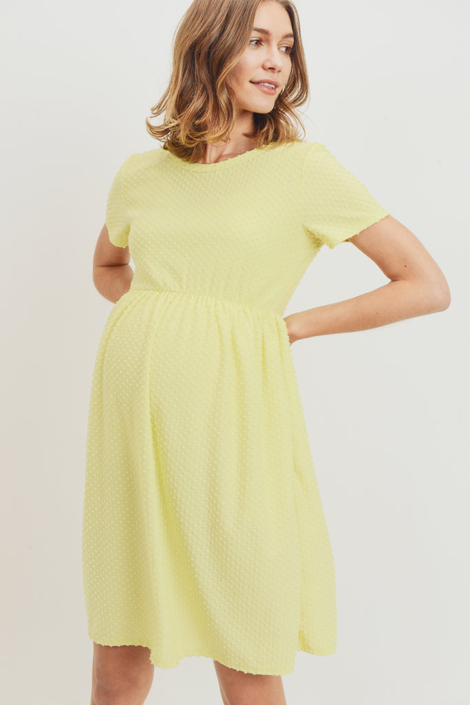 Yellow Babydoll Maternity Pocket Dress