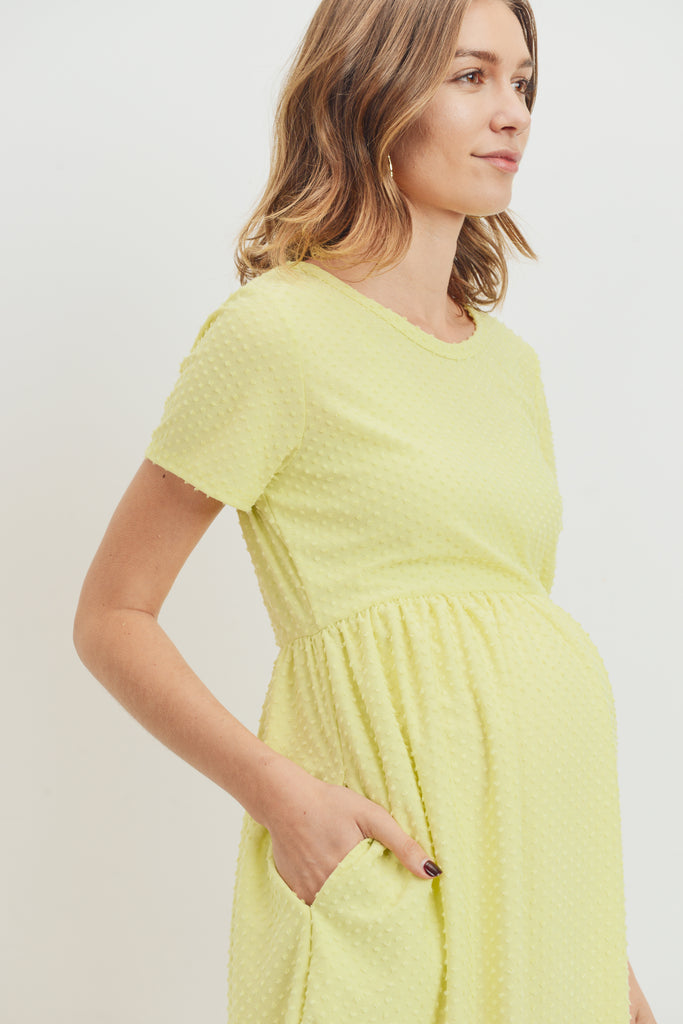 Yellow Babydoll Maternity Pocket Dress