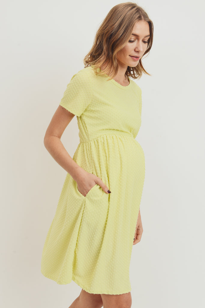 Yellow Babydoll Maternity Pocket Dress