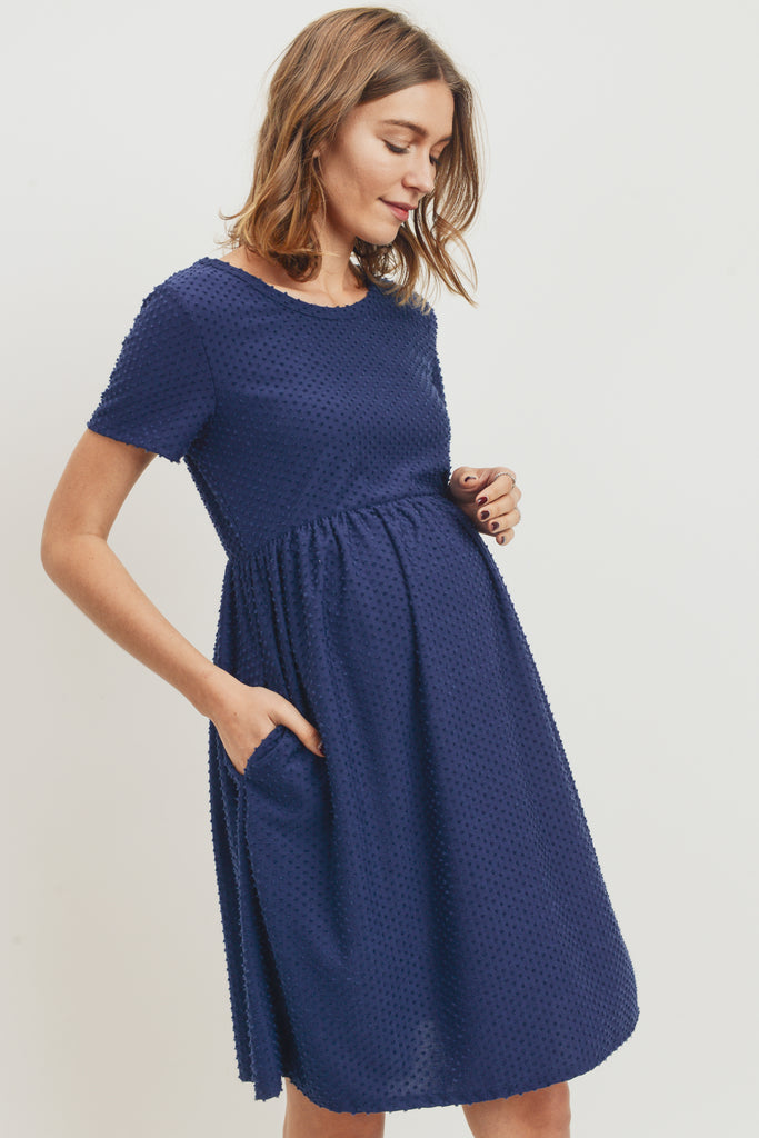 Navy Babydoll Maternity Pocket Dress