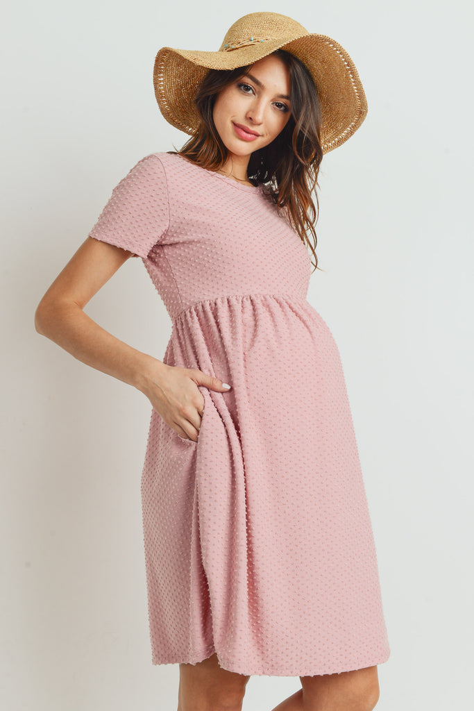 Mauve Babydoll Maternity Pocket Dress