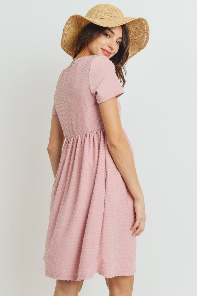 Mauve Babydoll Maternity Pocket Dress