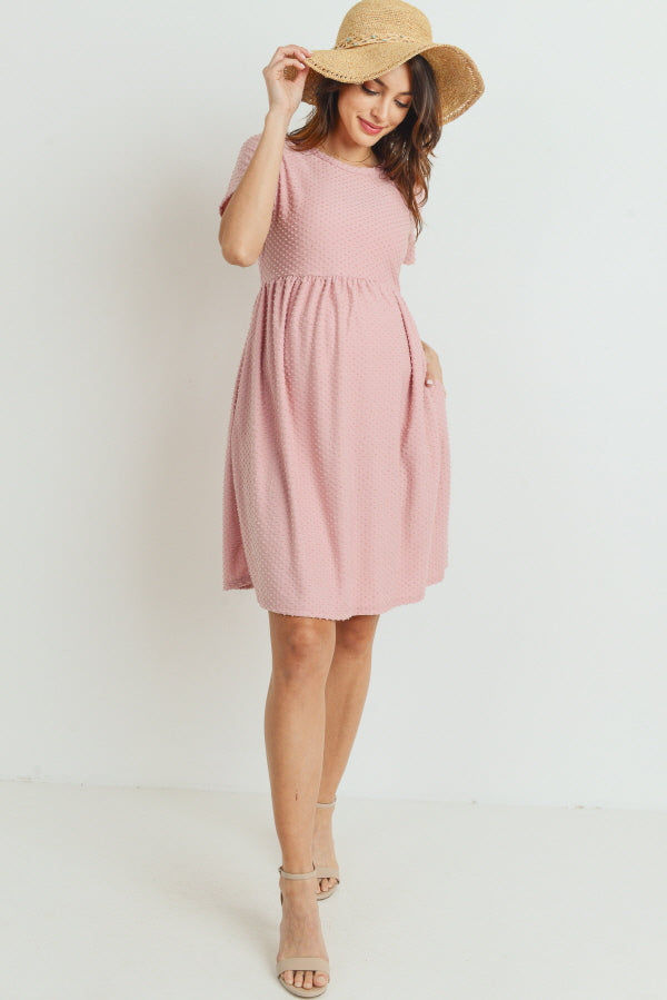 Mauve Babydoll Maternity Pocket Dress