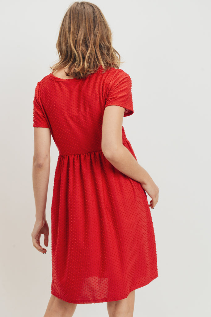 Red Babydoll Maternity Pocket Dress