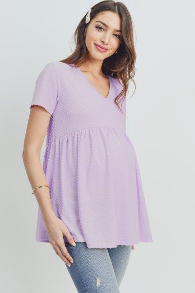 Lilac V-Neck Matt Jersey Loose Fit Maternity Top