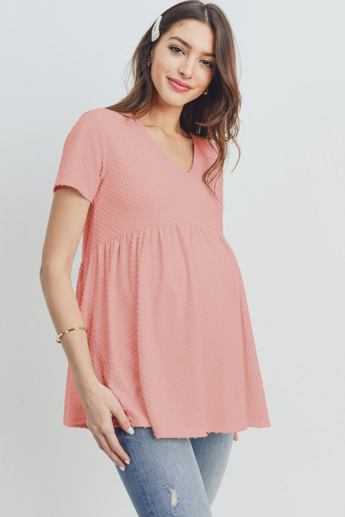 Mauve V-Neck Matt Jersey Loose Fit Maternity Top