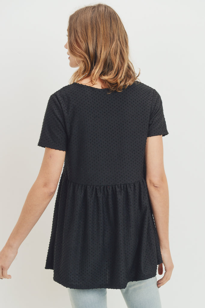 Black V-Neck Matt Jersey Loose Fit Maternity Top