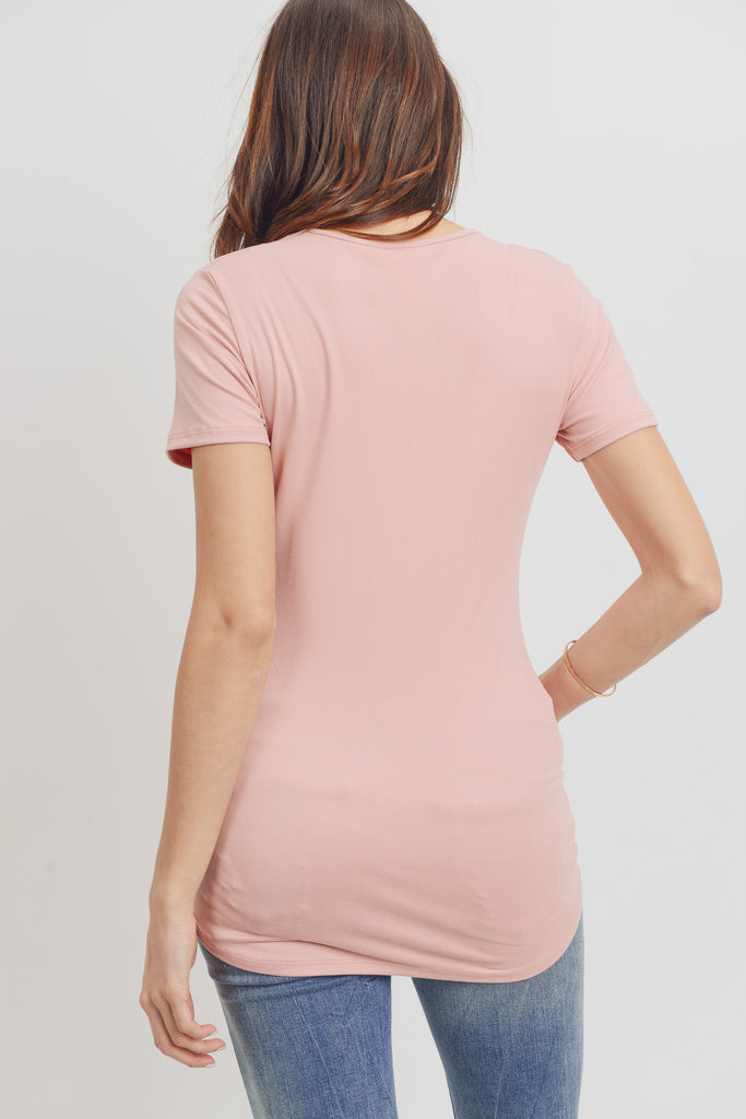 Mauve Short Sleeve Surplice front Maternity & Nursing Top