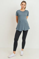Sea Blue Short Sleeve Asymmetrical Wrap Nursing Top