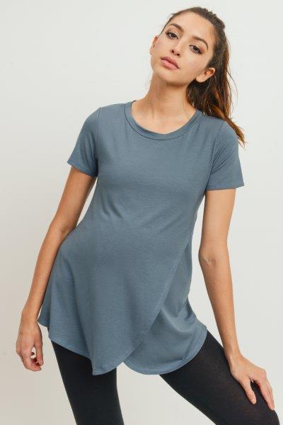 Maternity Rib Wrap Nursing Short Sleeve Top