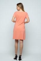 Peach Solid Scalloped Maternity Dress