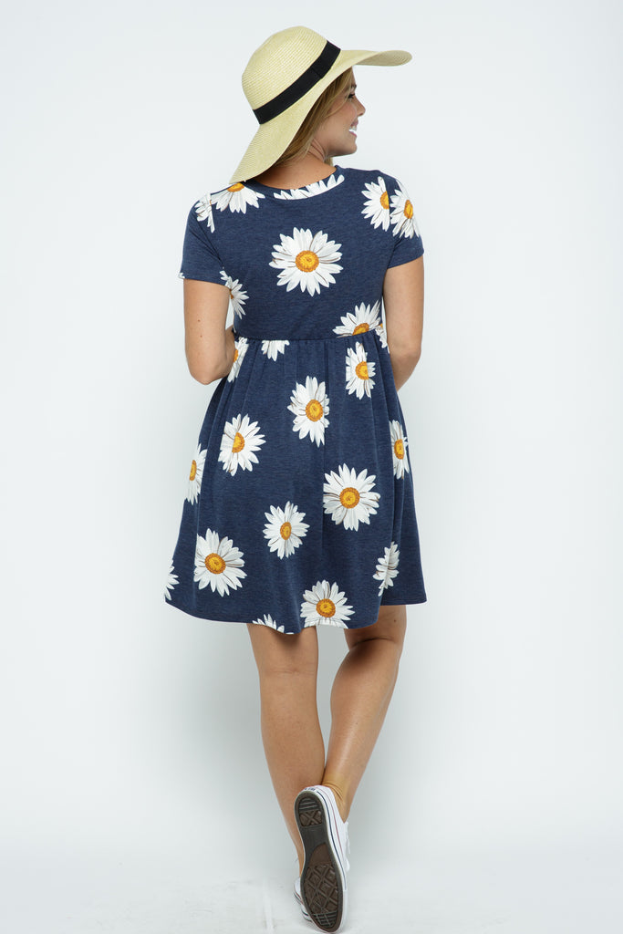 Navy Floral Babydoll Maternity Dress