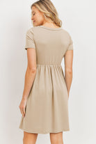 Taupe French Terry Babydoll Maternity T-Shirt Dress