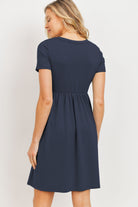 Navy French Terry Babydoll Maternity T-Shirt Dress