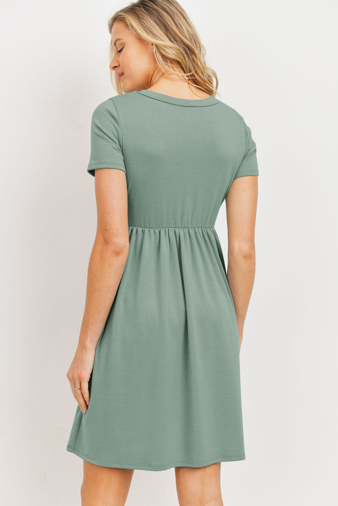 Sage French Terry Babydoll Maternity T-Shirt Dress