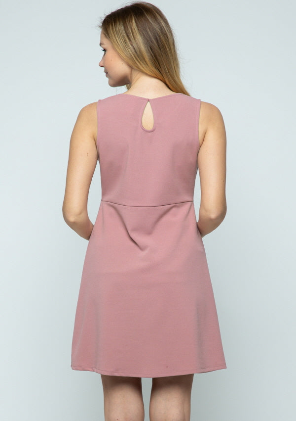 Mauve Sleeveless Empire Waist Maternity Mini Dress