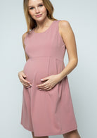Mauve Sleeveless Empire Waist Maternity Mini Dress
