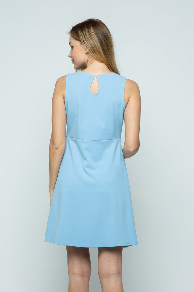 Sky Blue Sleeveless Empire Waist Maternity Mini Dress