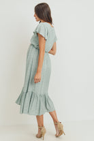 Blue Rayon Gauze With Ruffled Ends Maternity Dress