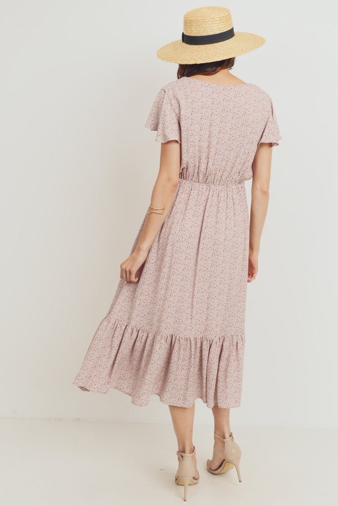 Mauve Rayon Gauze With Ruffled Ends Maternity Dress