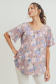 Mauve Floral Key Hole Back Maternity Blouse