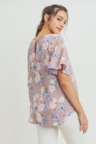 Mauve Floral Key Hole Back Maternity Blouse