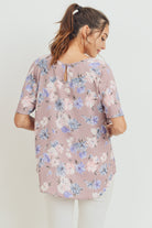 Mauve Floral Key Hole Back Maternity Blouse
