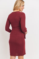Burgundy Brushed Hacci Maternity/Nursing Dress