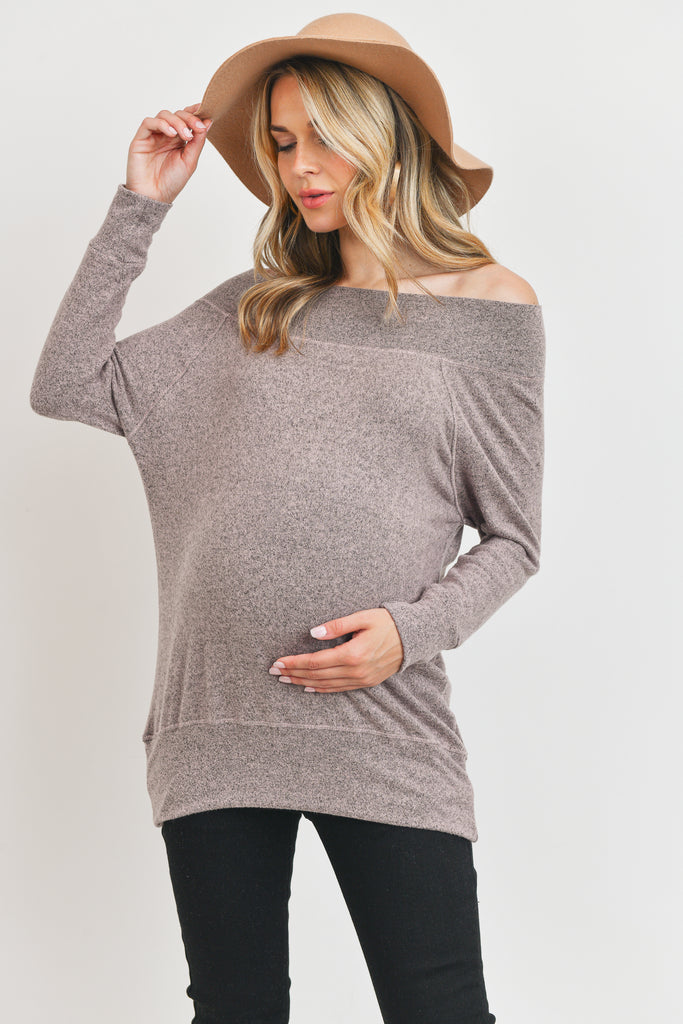 Dusty Pink Rayon Rich Hacci Brushed Maternity Tunic