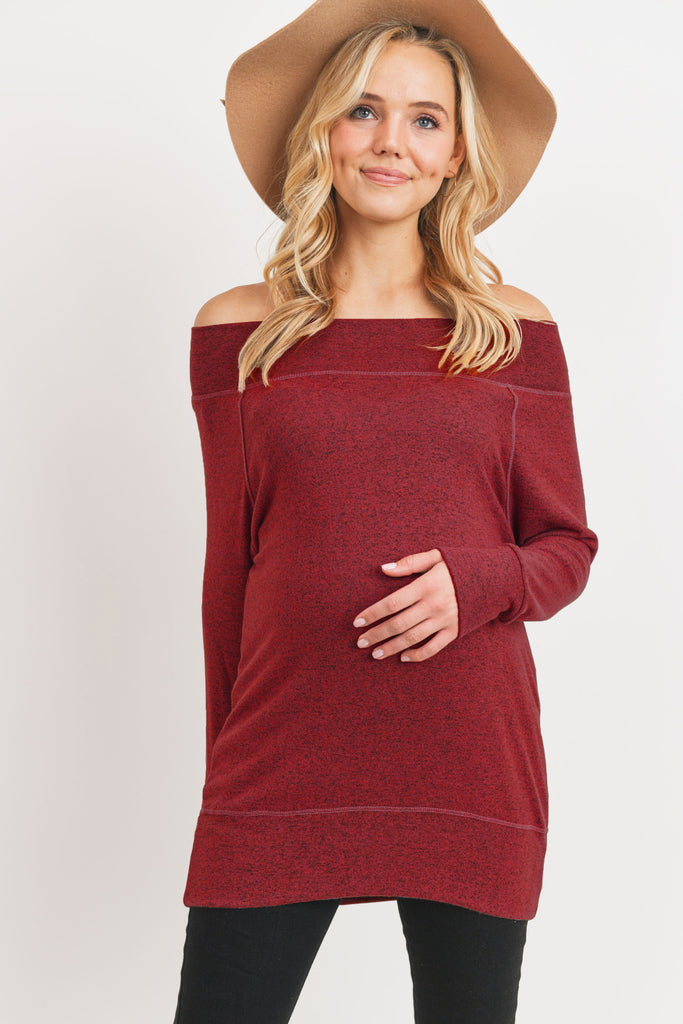 Burgundy Rayon Rich Hacci Brushed Maternity Tunic