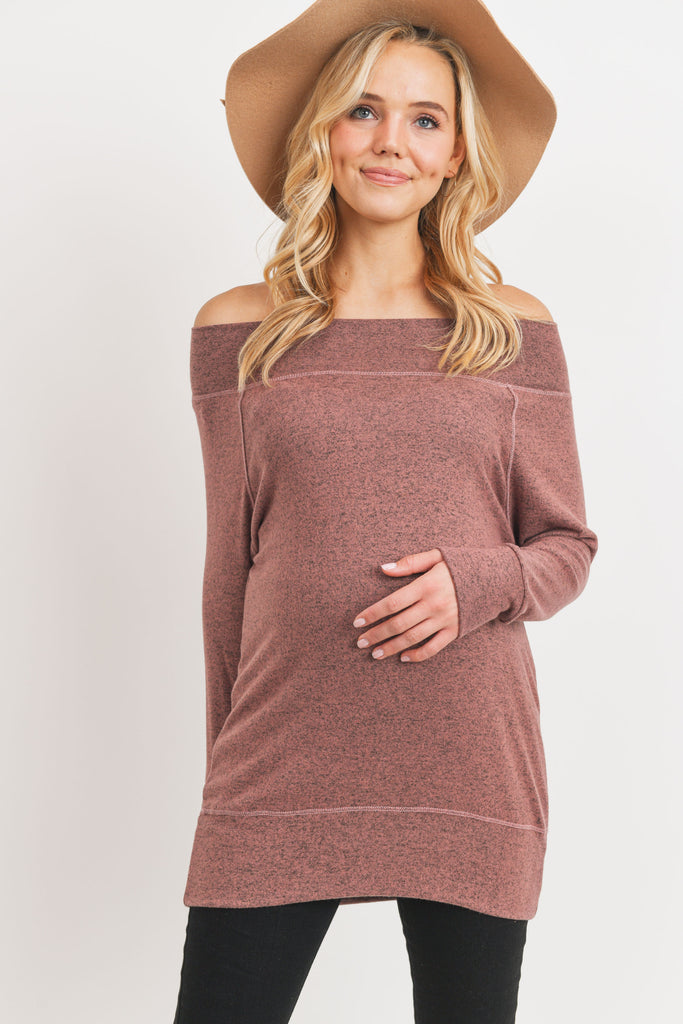 Mauve Rayon Rich Hacci Brushed Maternity Tunic