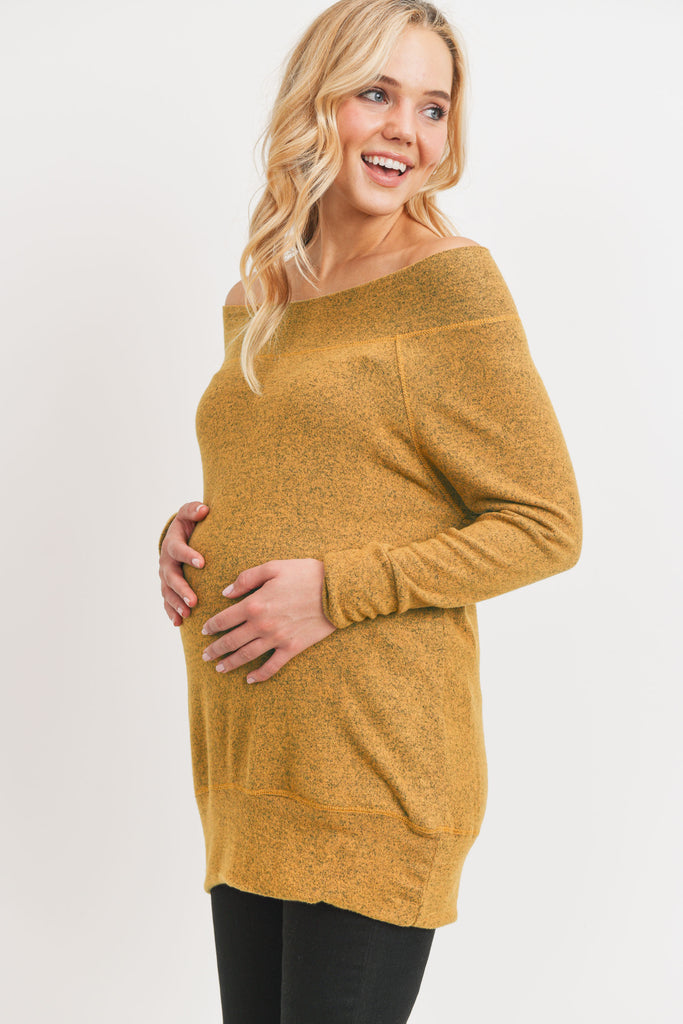 Mustard Rayon Rich Hacci Brushed Maternity Tunic