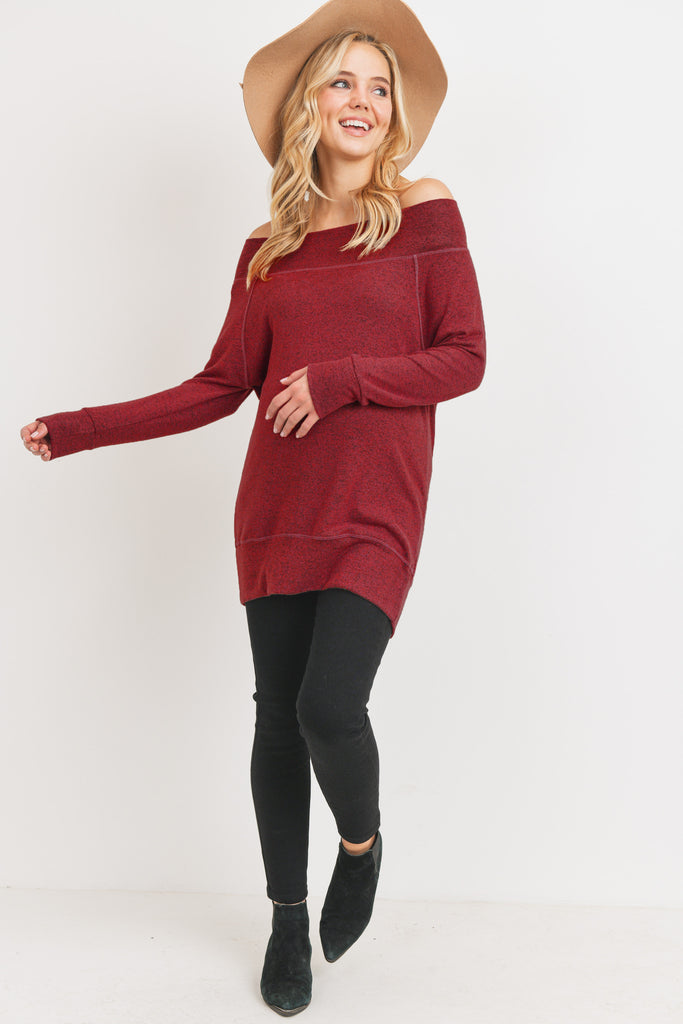 Burgundy Rayon Rich Hacci Brushed Maternity Tunic