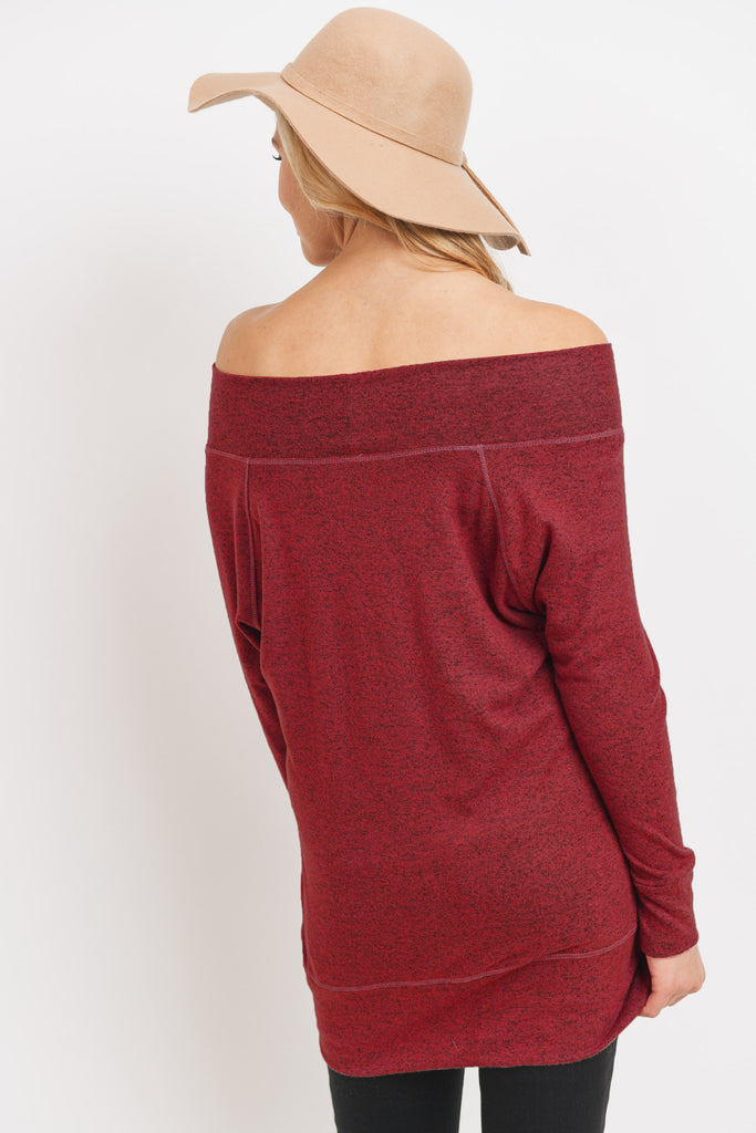 Burgundy Rayon Rich Hacci Brushed Maternity Tunic