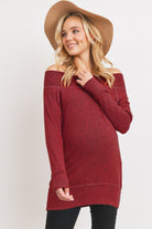 Burgundy Rayon Rich Hacci Brushed Maternity Tunic
