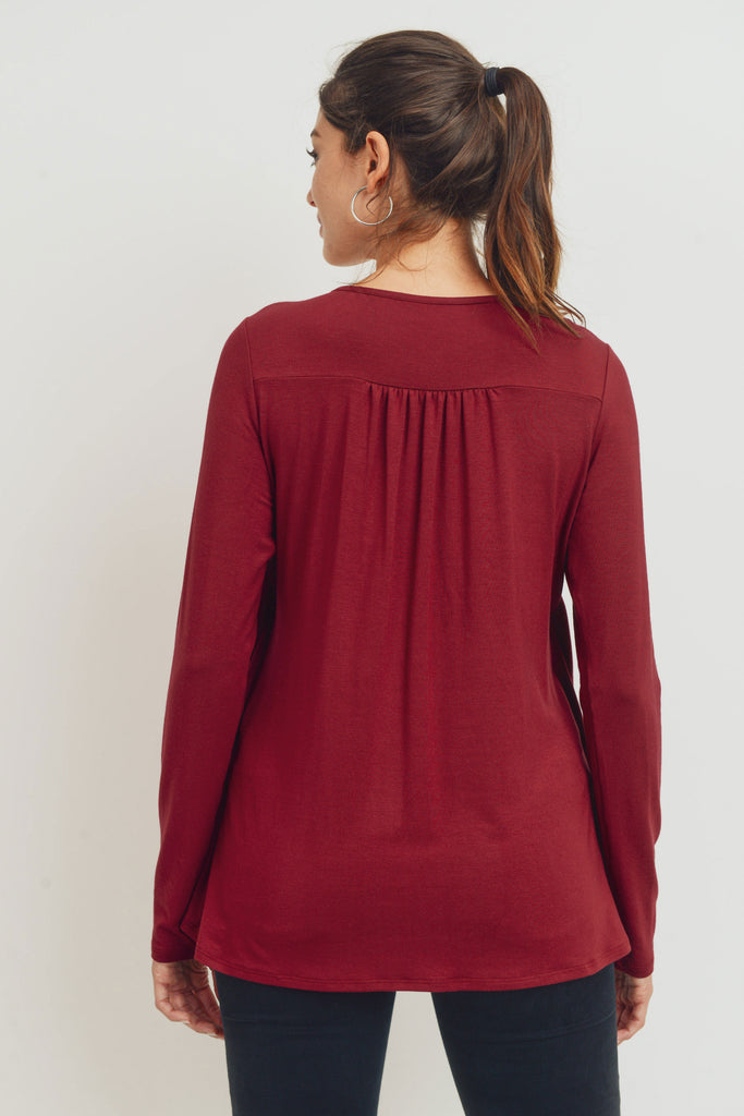 Burgundy Rayon Jersey Layered Maternity/ Nursing Top