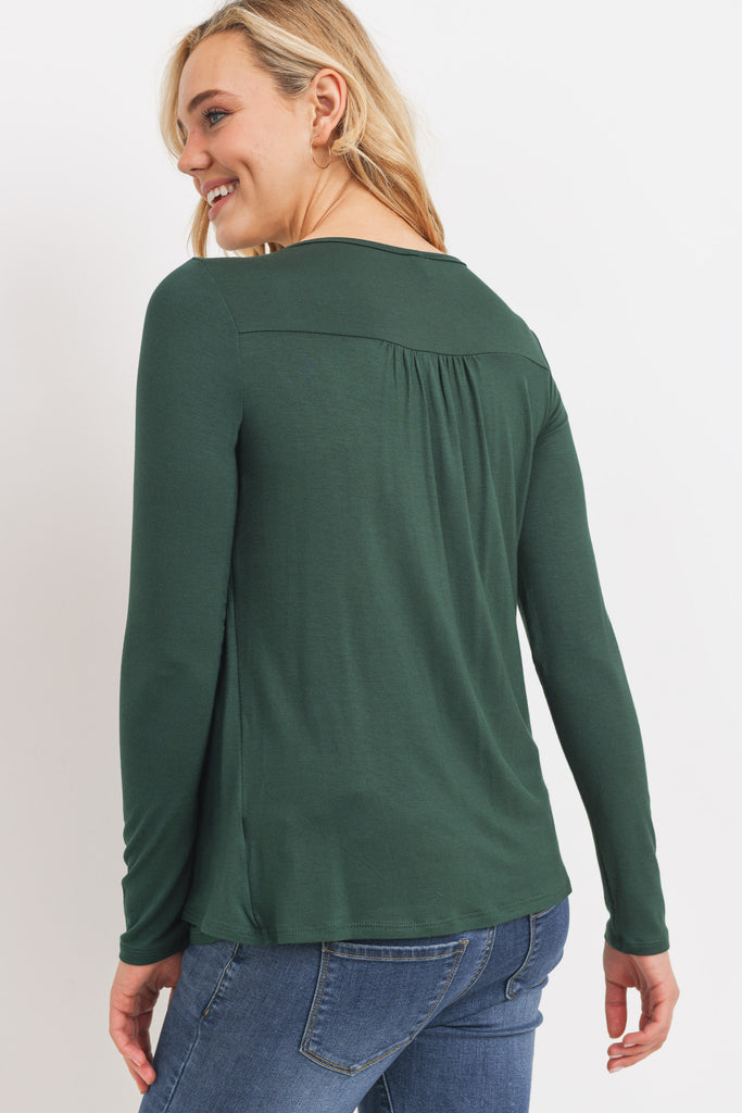 Hunter Green Rayon Jersey Layered Maternity/ Nursing Top