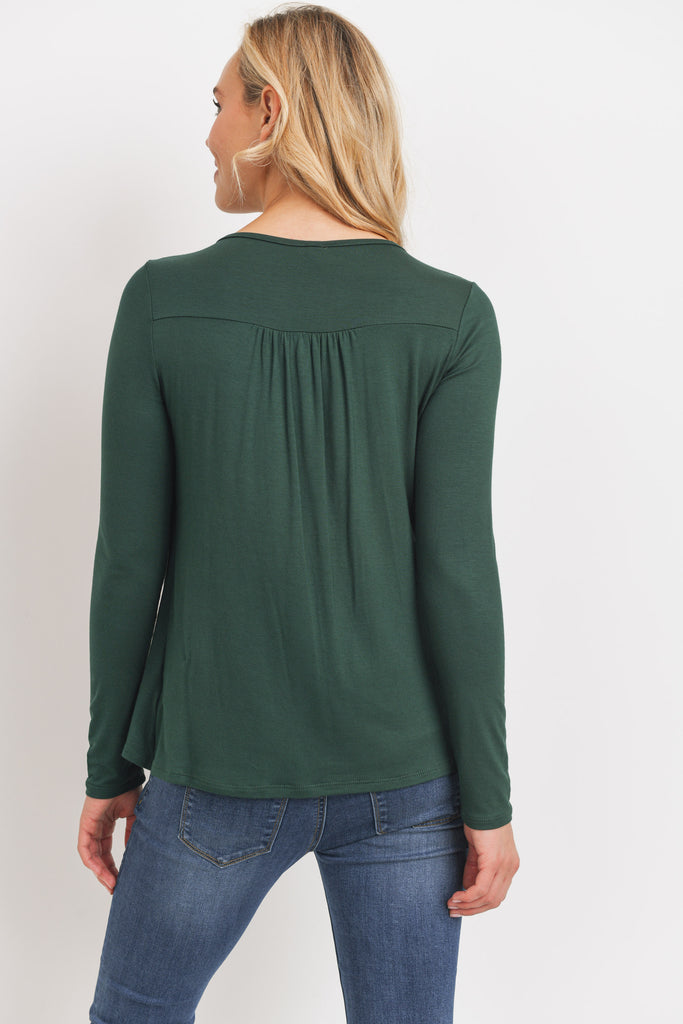 Hunter Green Rayon Jersey Layered Maternity/ Nursing Top