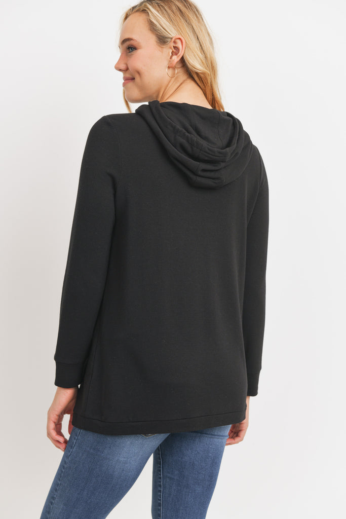 Black Heavy Brushed French Terry Maternity/Nursing Hoodie