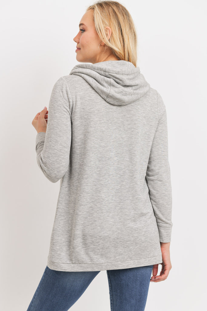 Heather Grey Heavy Brushed French Terry Maternity/Nursing Hoodie