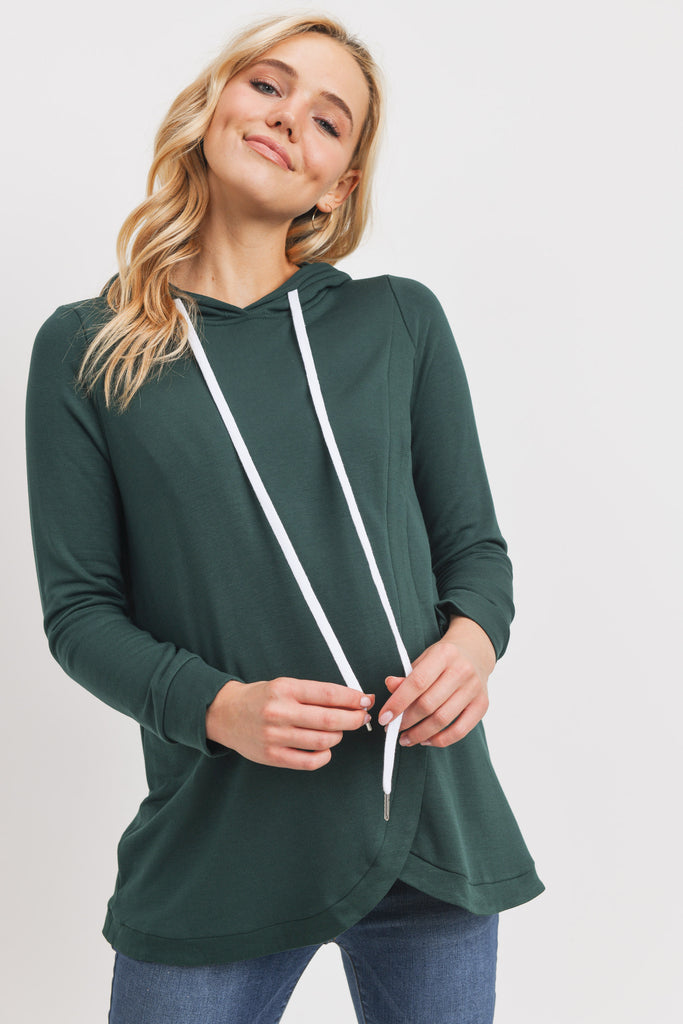 Hunter Green Heavy Brushed French Terry Maternity/Nursing Hoodie