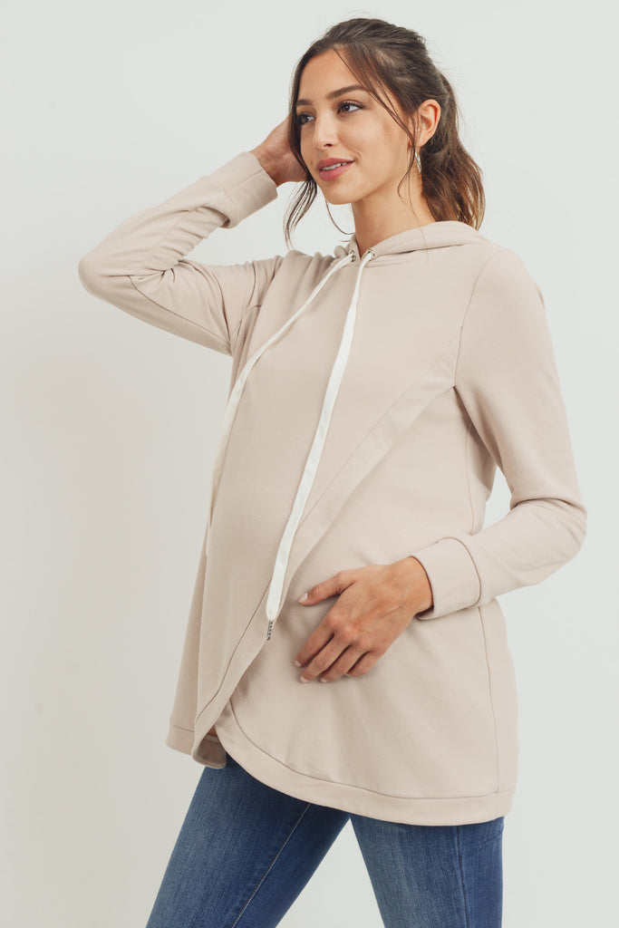 Mocha Heavy Brushed French Terry Maternity/Nursing Hoodie